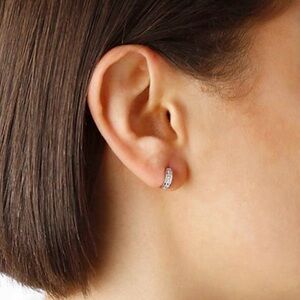 Diamonique silver huggie hoop earrings